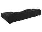 DivanItalia Black Italian Leather 5-Piece Sectional Sofa with Double Chaise – 1224BK-5PC-2CH