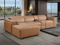DivanItalia Cognac Italian Leather 4-Piece Power Reclining Sectional with Chaise – 1224CG-4PC-CH