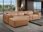 DivanItalia Cognac Italian Leather 4-Piece Power Reclining Sectional with Chaise – 1224CG-4PC-CH