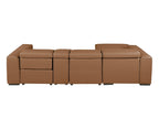 DivanItalia Cognac Italian Leather 4-Piece Power Reclining Sectional with Chaise – 1224CG-4PC-CH