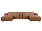 DivanItalia Cognac Italian Leather 5-Piece Sectional Sofa with Double Chaise – 1224CG-5PC-2CH