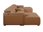 DivanItalia Cognac Italian Leather 5-Piece Sectional Sofa with Double Chaise – 1224CG-5PC-2CH