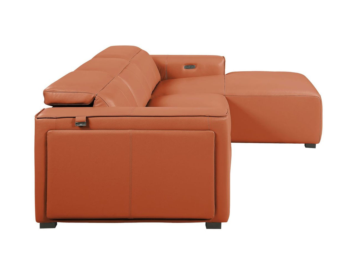 DivanItalia Camel Italian Leather 3-Piece Power Reclining Sectional with Chaise – 1224CM-3PC-CH