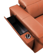 DivanItalia Camel Italian Leather 3-Piece Power Reclining Sectional with Chaise – 1224CM-3PC-CH