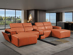 DivanItalia Camel Italian Leather 5-Piece Sectional Sofa with Double Chaise – 1224CM-5PC-2CH