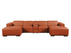 DivanItalia Camel Italian Leather 5-Piece Sectional Sofa with Double Chaise – 1224CM-5PC-2CH
