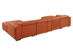 DivanItalia Camel Italian Leather 5-Piece Sectional Sofa with Double Chaise – 1224CM-5PC-2CH