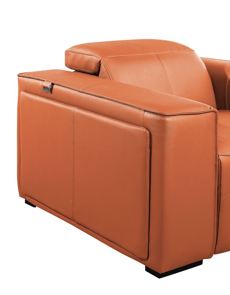 DivanItalia Camel Italian Leather 5-Piece Sectional Sofa with Double Chaise – 1224CM-5PC-2CH