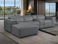 DivanItalia Dark Grey Italian Leather 4-Piece Power Reclining Sectional with Chaise – 1224DG-4PC-CH