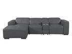 DivanItalia Dark Grey Italian Leather 4-Piece Power Reclining Sectional with Chaise – 1224DG-4PC-CH