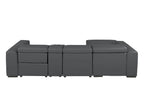 DivanItalia Dark Grey Italian Leather 4-Piece Power Reclining Sectional with Chaise – 1224DG-4PC-CH