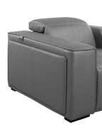 DivanItalia Dark Grey Italian Leather 4-Piece Power Reclining Sectional with Chaise – 1224DG-4PC-CH
