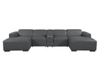 DivanItalia Dark Grey Italian Leather 5-Piece Sectional Sofa with Double Chaise – 1224DG-5PC-2CH