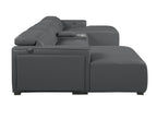 DivanItalia Dark Grey Italian Leather 5-Piece Sectional Sofa with Double Chaise – 1224DG-5PC-2CH