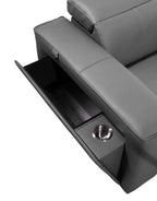 DivanItalia Dark Grey Italian Leather 5-Piece Sectional Sofa with Double Chaise – 1224DG-5PC-2CH