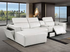 DivanItalia Light Grey Italian Leather 4-Piece Power Reclining Sectional with Chaise – 1224LG-4PC-CH
