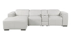 DivanItalia Light Grey Italian Leather 4-Piece Power Reclining Sectional with Chaise – 1224LG-4PC-CH