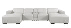 DivanItalia Light Grey Italian Leather 5-Piece Sectional Sofa with Double Chaise – 1224LG-5PC-2CH