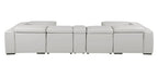 DivanItalia Light Grey Italian Leather 5-Piece Sectional Sofa with Double Chaise – 1224LG-5PC-2CH