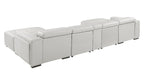 DivanItalia Light Grey Italian Leather 5-Piece Sectional Sofa with Double Chaise – 1224LG-5PC-2CH