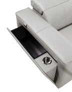DivanItalia Light Grey Italian Leather 5-Piece Sectional Sofa with Double Chaise – 1224LG-5PC-2CH