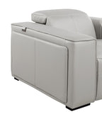 DivanItalia Light Grey Italian Leather 5-Piece Sectional Sofa with Double Chaise – 1224LG-5PC-2CH