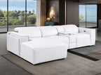 DivanItalia White Italian Leather 4-Piece Power Reclining Sectional with Chaise – 1224WH-4PC-CH