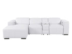 DivanItalia White Italian Leather 4-Piece Power Reclining Sectional with Chaise – 1224WH-4PC-CH