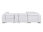 DivanItalia White Italian Leather 4-Piece Power Reclining Sectional with Chaise – 1224WH-4PC-CH
