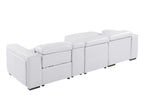 DivanItalia White Italian Leather 4-Piece Power Reclining Sectional with Chaise – 1224WH-4PC-CH
