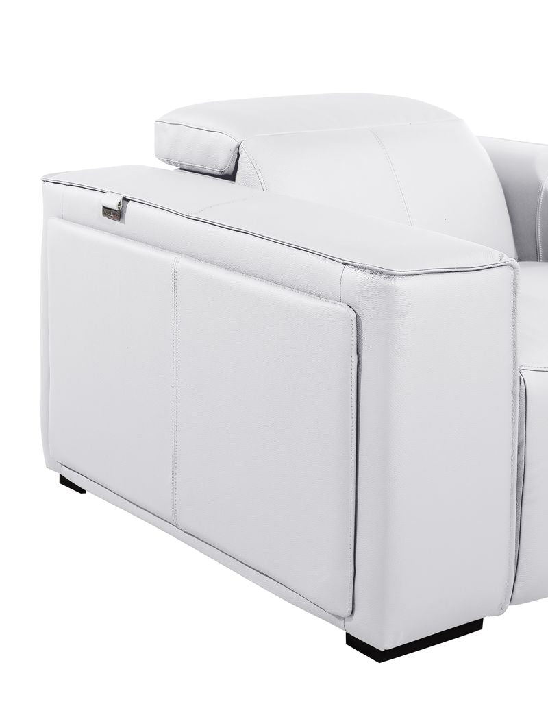 DivanItalia White Italian Leather 4-Piece Power Reclining Sectional with Chaise – 1224WH-4PC-CH