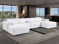 DivanItalia White Italian Leather 5-Piece Sectional Sofa with Double Chaise – 1224WH-5PC-2CH