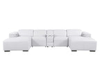 DivanItalia White Italian Leather 5-Piece Sectional Sofa with Double Chaise – 1224WH-5PC-2CH