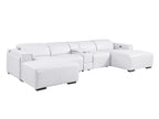 DivanItalia White Italian Leather 5-Piece Sectional Sofa with Double Chaise – 1224WH-5PC-2CH