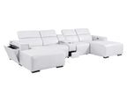 DivanItalia White Italian Leather 5-Piece Sectional Sofa with Double Chaise – 1224WH-5PC-2CH