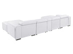 DivanItalia White Italian Leather 5-Piece Sectional Sofa with Double Chaise – 1224WH-5PC-2CH