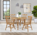 Coaster 122500-S5 5 pc Andrews light ash finish wood 48" round mid-century dining table set spindle back chairs