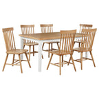 Coaster 122501-S7 7 pc Andrews two tone light ash and white finish wood mid-century dining table set spindle back chairs