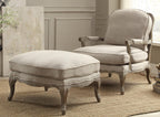 Homelegance 1234-1-4 Parlier bergere natural fabric gray weathered wood chair & ottoman