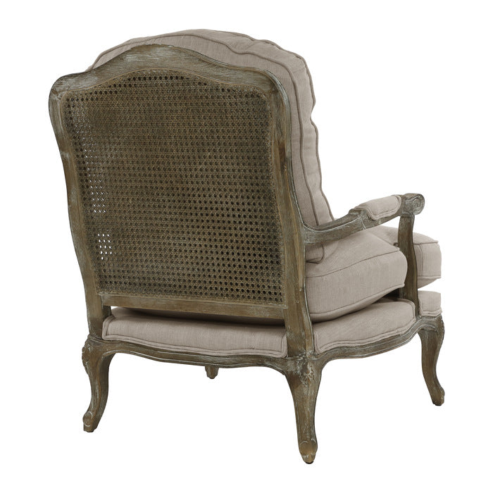 Homelegance 1234-1-4 Parlier bergere natural fabric gray weathered wood chair & ottoman