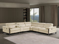 Global United DivanItalia Beige Italian Leather 6-Piece Power Reclining Sectional Sofa with Power Adjustable Headrests and Wireless Charging – 1246BG-6PC