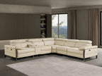 Global United DivanItalia Beige Italian Leather 6-Piece Power Reclining Sectional Sofa with Power Adjustable Headrests and Wireless Charging – 1246BG-6PC
