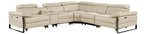 Global United DivanItalia Beige Italian Leather 6-Piece Power Reclining Sectional Sofa with Power Adjustable Headrests and Wireless Charging – 1246BG-6PC