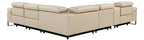 Global United DivanItalia Beige Italian Leather 6-Piece Power Reclining Sectional Sofa with Power Adjustable Headrests and Wireless Charging – 1246BG-6PC