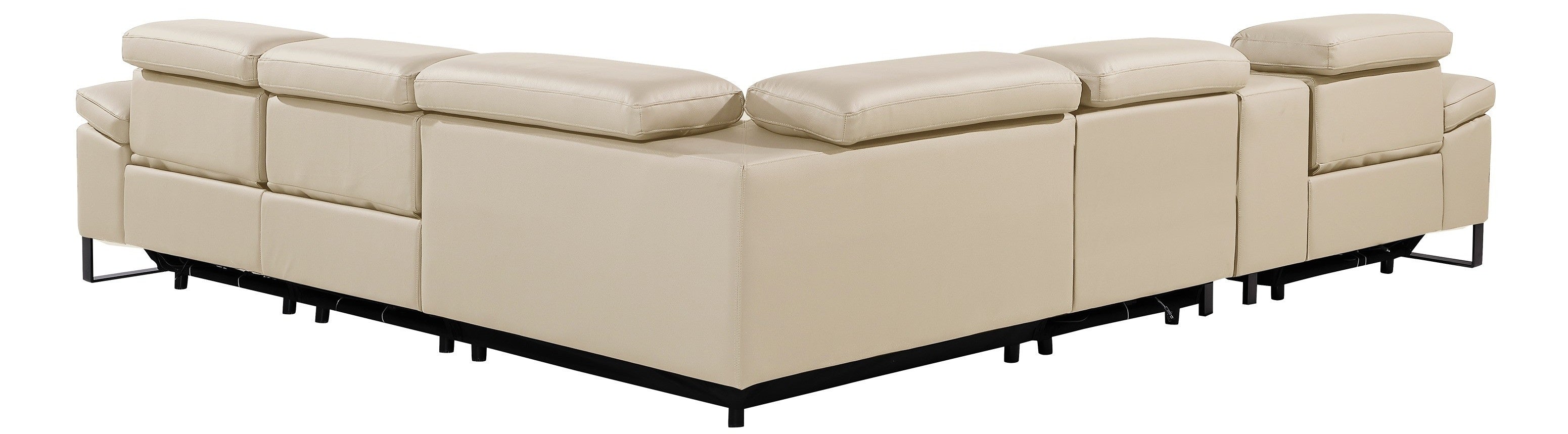 Global United DivanItalia Beige Italian Leather 6-Piece Power Reclining Sectional Sofa with Power Adjustable Headrests and Wireless Charging – 1246BG-6PC