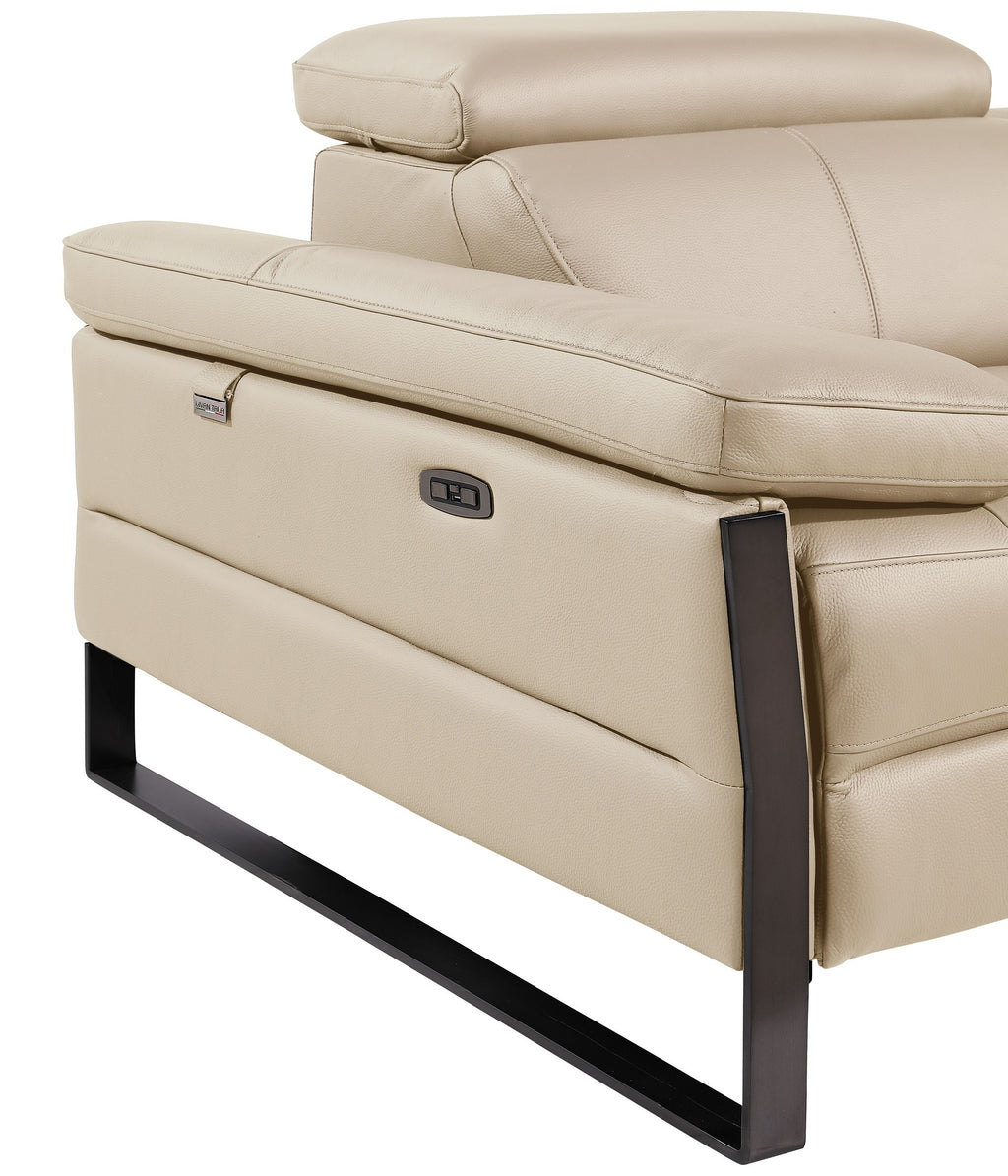 Global United DivanItalia Beige Italian Leather 6-Piece Power Reclining Sectional Sofa with Power Adjustable Headrests and Wireless Charging – 1246BG-6PC