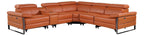 Global United 1246CM-6PC 6 pc Divan camel italian leather power reclining sectional sofa power adjustable headrests wireless charging