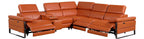 Global United 1246CM-6PC 6 pc Divan camel italian leather power reclining sectional sofa power adjustable headrests wireless charging