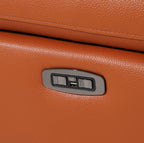 Global United 1246CM-6PC 6 pc Divan camel italian leather power reclining sectional sofa power adjustable headrests wireless charging