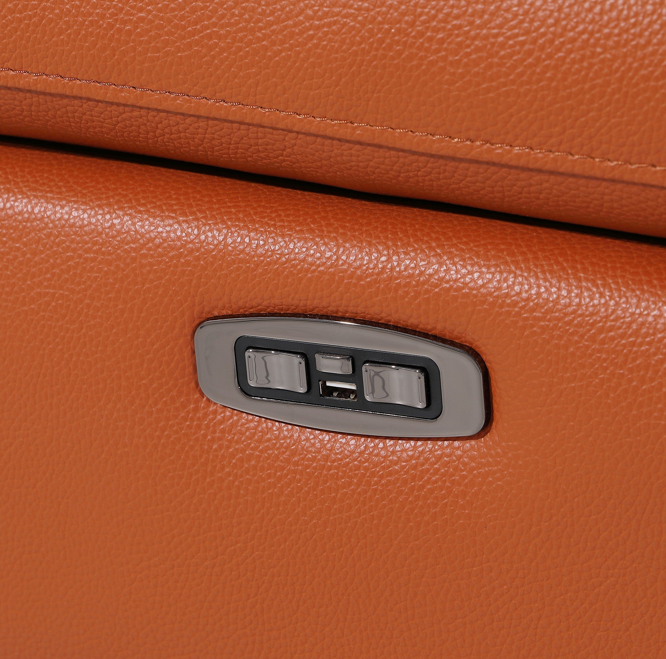 Global United 1246CM-6PC 6 pc Divan camel italian leather power reclining sectional sofa power adjustable headrests wireless charging